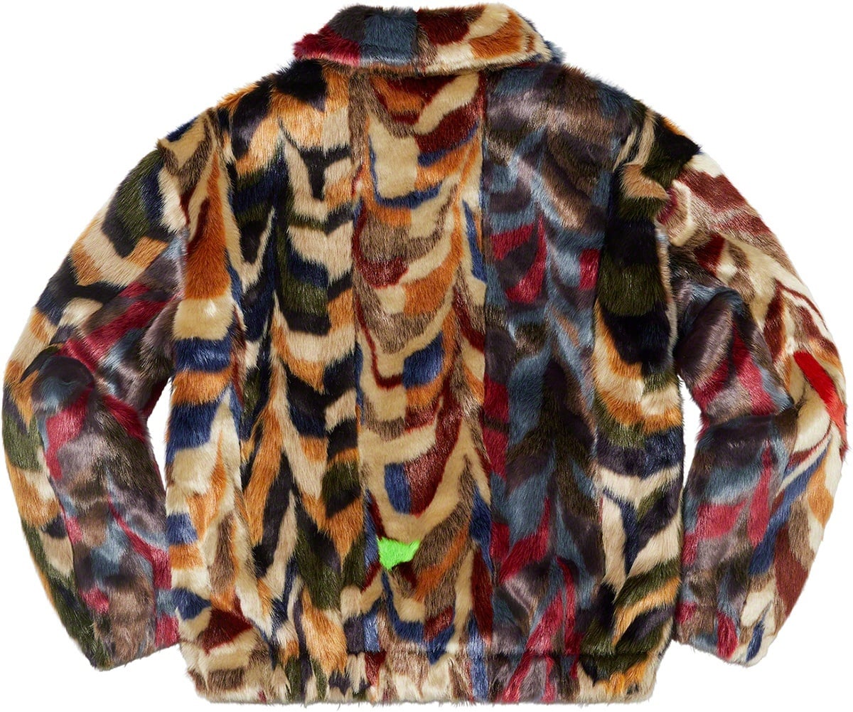 Multicolor Faux Fur Bomber Jacket view 3